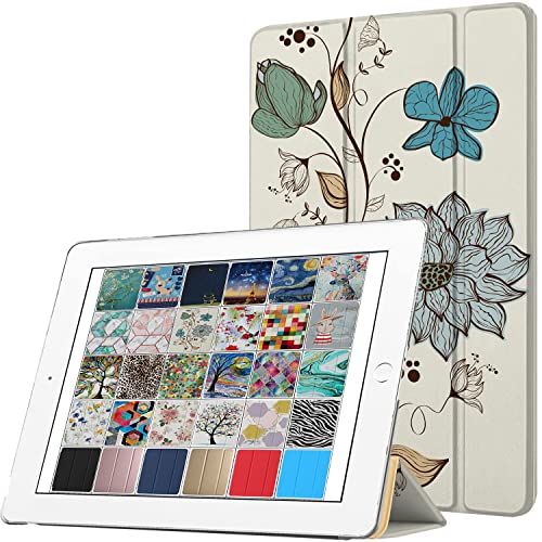 Image of DuraSafe Cases for iPad 9.7 Inch 2013 Air 1 Gen [ Air 1st ] A1474 A1475 A1476 MD785LL /B MD788LL /B MD786LL /B Printed Slim Protective PC Dual Angle Stand Clear Flip Back Cover - Watercolor Flowers