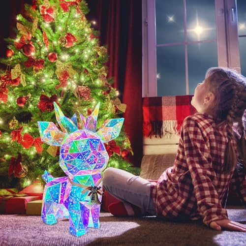 Décoration de Noël pour la maison renne irisé aux reflets cristallins et micro LED - 4