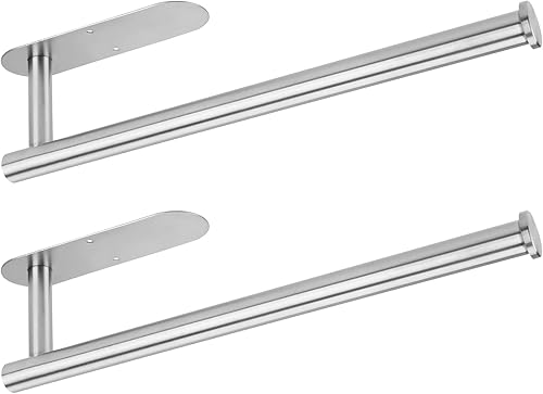 Paper Towel Holder Under Cabinet,Kitchen Wall Mount Stainless Steel Paper Towel Holder, Self-Adhesive or Screw Mount, for Kitchen and