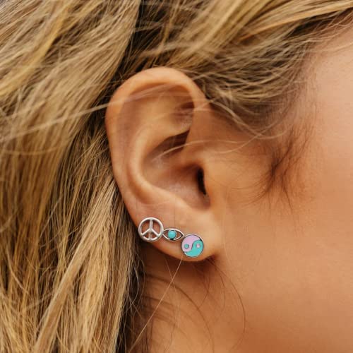 Pura Vida Silver Plated Kaleidoscope Stud Earring Set - Sterling Silver Posts, Stylish Designs - 6 Pieces2