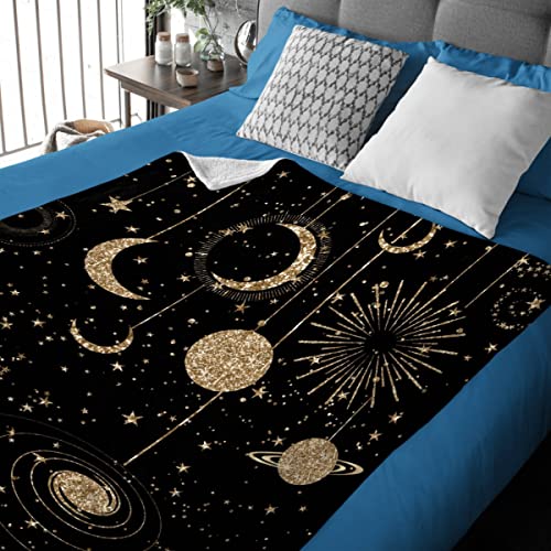 Comforzykets Creativity Art Star Moon Galxy Sun Warm Throw Blankets Super Soft Fluffy Comfortable Flannel Fleece Cozy Plush Blanket For Couch Bed Travel Gifts 60“X50 Medium For Teens #TOP1