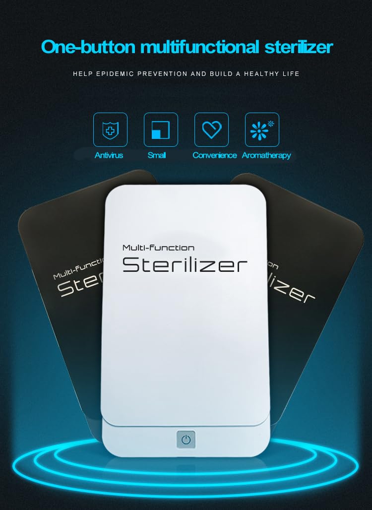 Boîte de désinfectant UV pour téléphone portable, boîte de nettoyage UVC, aromathérapie, stérilisateur UV à 360 ° pour téléphone, brosses à dents, bijoux, écouteurs, montres, clés, lunettes (bleu)