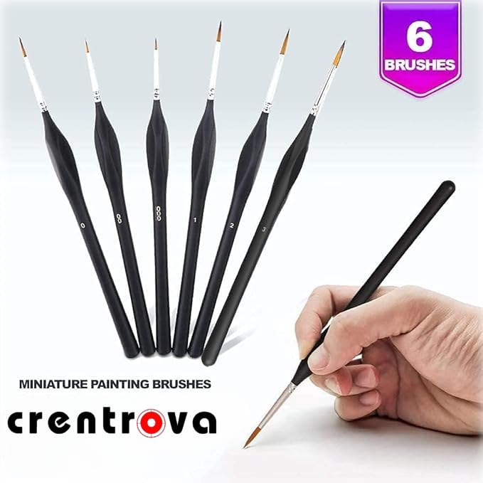 Image of Detail Paint Brushes Set with Triangular Handles,Miniature Brushes for Fine Detailing & Art Painting -Acrylic,Watercolor,Oil,Models,Figurine,Paint by Numbers Kit for Adults (Paint Brush 6 Pcs Set)