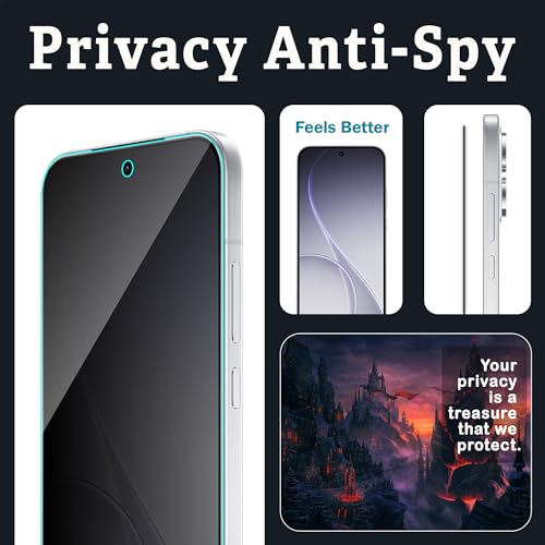 Image of ArmourPro Anti-Spy Privacy Tempered Glass for Oppo Reno 15 Pro Mini - Anti Peeping Screen Protector, Edge to Edge Full Coverage, 9H Hardness, Easy Installation Kit | Pack of 2