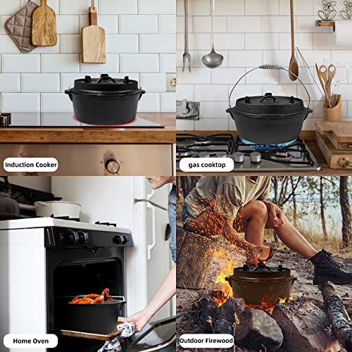 Foto von BROILISSIMO Dutch Oven Set Gusseisen ca. 4 6 9 L Grilltopf Feuertopf Topf für Grill und Camping Feuertopf Set