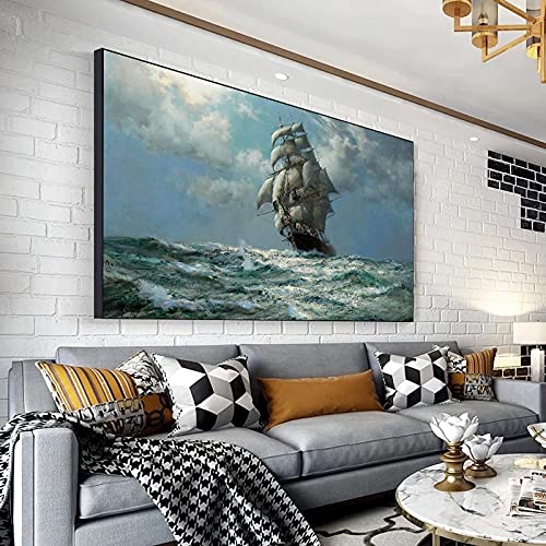 Affiche voilier mer paysage marin impression toile salon 70x120