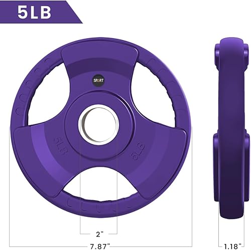 Miniatura 2 de SPART Placa de agarre olímpica con revestimiento de goma de color de 2 pulgadas en pares o individual para entrenamiento de fuerza, levantamiento de
