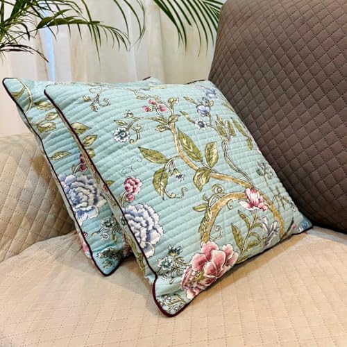 Image of Jaipur Weaves Cushion Cover 16 inch x 16 inch - Pure Cotton, Decorative Soft Floral Cushions for Sofa /Bed /Chair, Gift for Home Decor (3, Green Bird), 180 TC