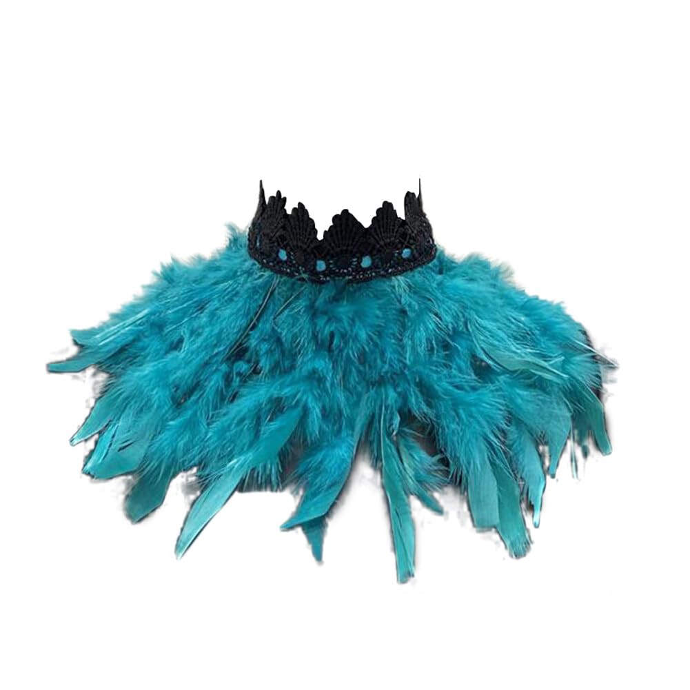 Uposao Feather Collar Shawl Feather Choker Cloak Natural Feather Collar Props For Cosplay Party Performance Model Walk Halloween Ball Feather Collar Shawl Props