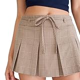 Low-Rise Houndstooth Tie-Waist Mini Skort, Feather Gray, S