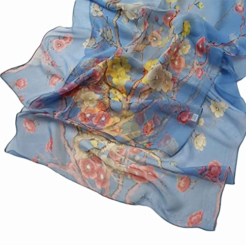 Image of Pokeedioty Scarfs for Women Lightweight Scarves Elegant Floral Pattern Sheer Scarfs Shawls Wraps