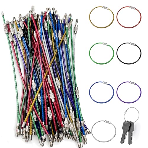 Jiehaojia 70 Piezas 15 cm Llavero Cable Llavero de Acero Inoxidable Grande para Senderismo al Aire Libre Portaetiquetas de Equipaje Conectable de Alta Resistencia para el Deporte y los Viajes