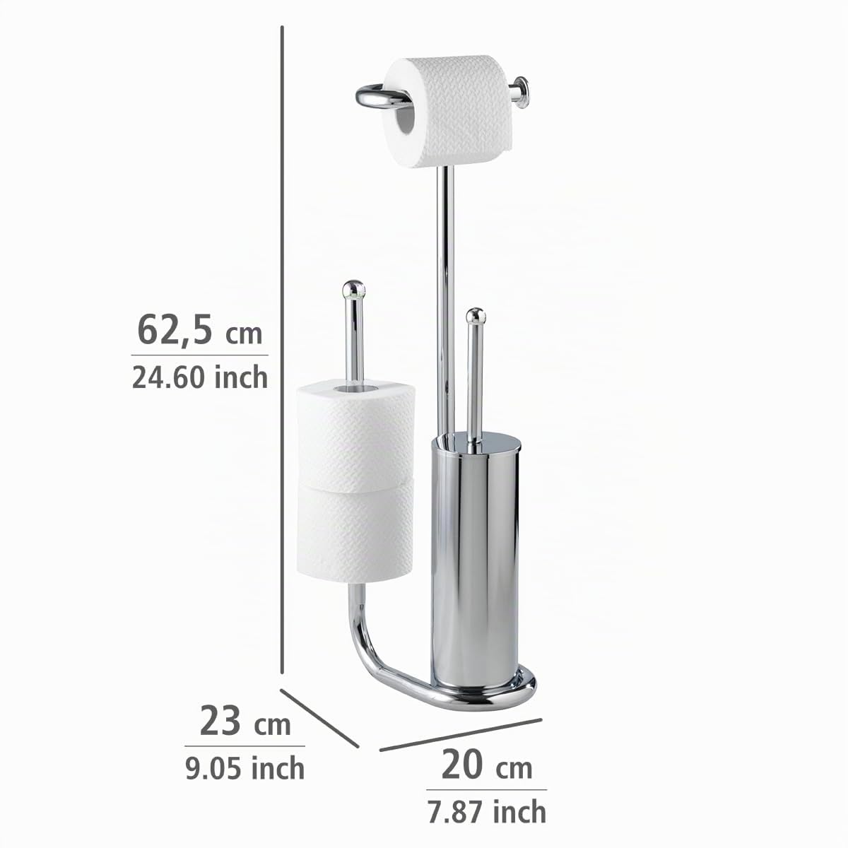 WENKO Set per WC con scopino Universalo cromo e portarotolo di riserva, accessori bagno completo, set da toilette