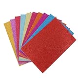 CENPEK 10 hojas de papel artesanal con purpurina A4, 10 colores surtidos, reverso adhesivo, cartulina brillante para manualidades, envoltura de regalos, decoración de álbumes de recortes