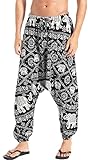 AITFINEISM Men's Causal Harem Pants Loose Drawstring Aladdin Boho Hippie Drop Crotch Trousers...