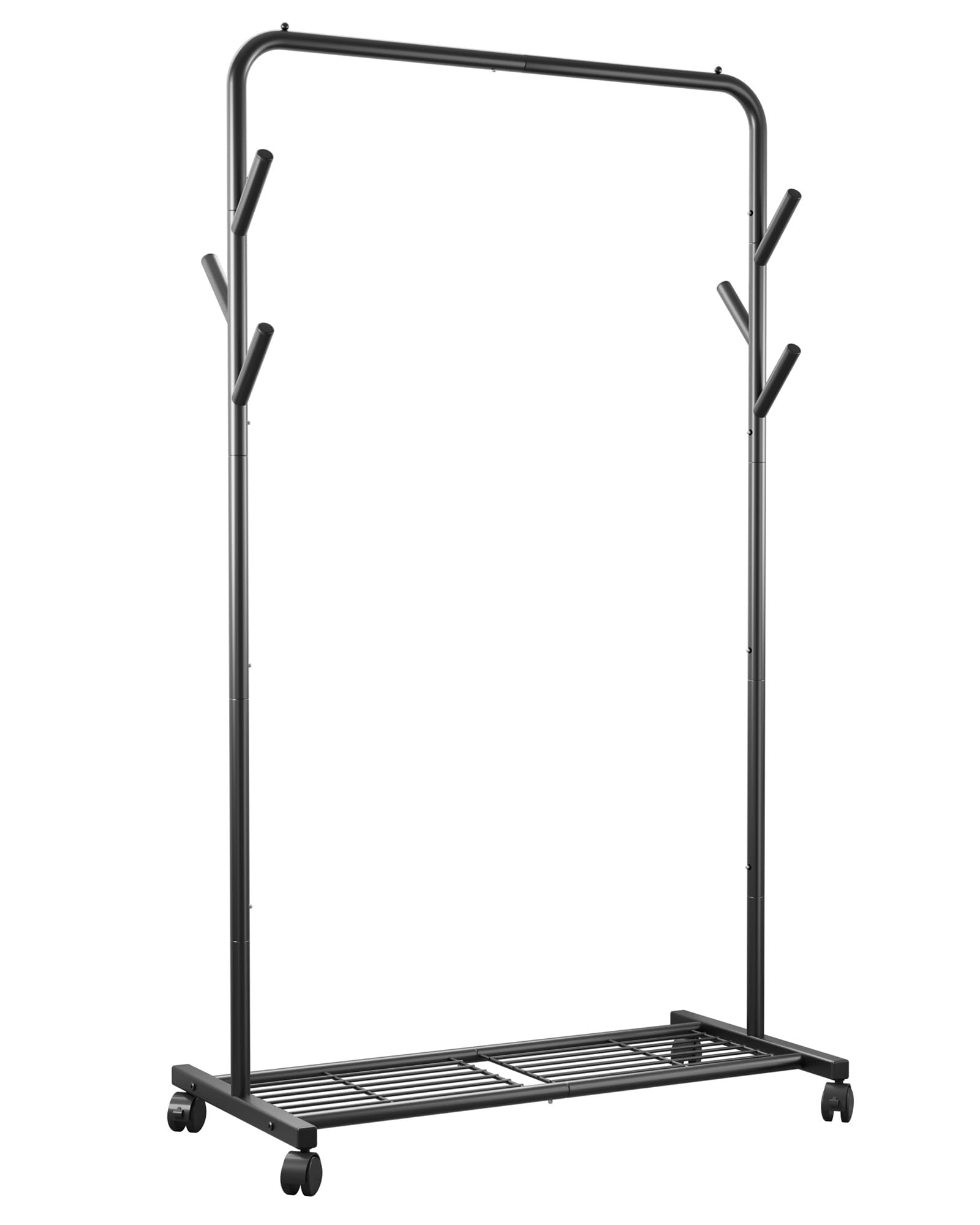 Sakugi 重型 コートラック 多フック 自立式 衣類収納 玄関 廊下 寝室向け、ブラック
