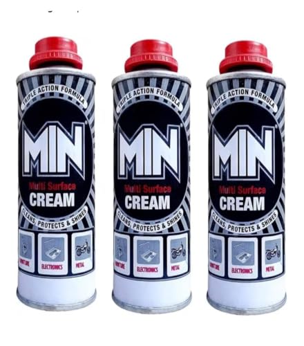 Image of MIN Multi Surface Cream, Triple Action Formula, Cleans Protects & Shines, for Furniture, Electronics & Metal, Pack of 3