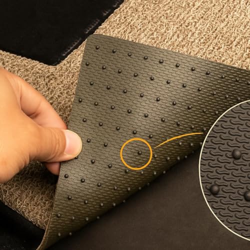 Image of CARNEST Premium Grass PVC Mats, 12mm Thickness, 100% Waterproof and Dustproof Car Floor Foot Mats, Universal Fit in All Cars, Complete Set of 5 Piece Compatible for TIGOR (2017 Onwards,Beige)