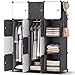 HOMIDEC Armoire portable 12 cubes avec barres de suspension pour vêtements, armoire modulaire pour économiser de l'espace de rangement pour chambre à coucher, vêtements, livres, serviettes