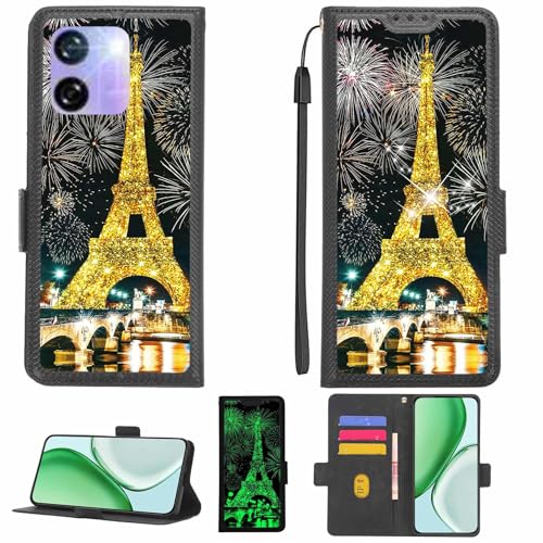 Aroepurt Case Compatible for SparX Neo 8 Lite Phone Case Flip Cover [with Tempered Glass Screen Protector][RFID Blocking][Gold Glitter+Luminous] LPT-TT