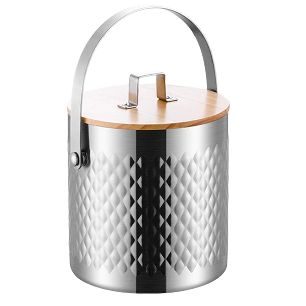 Hndhbfgrt Stainless Steel Ice Bucket with Lid & Tongs, Insulated Container for Chilling Wine, Cocktails, and Beer
