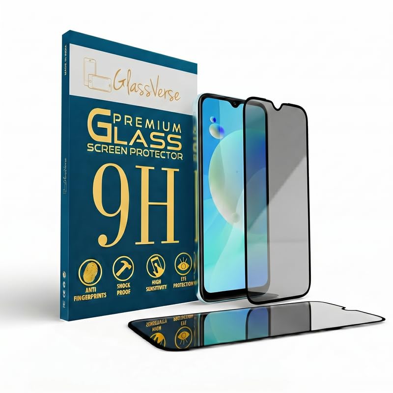 Image of GlassVerse Privacy Tempered Glass for Realme C25 | Anti Spy Screen Protector, 9H Hardness, Edge to Edge, Case Friendly, Hassle-less Installation Kit Included. (Pack of 2)