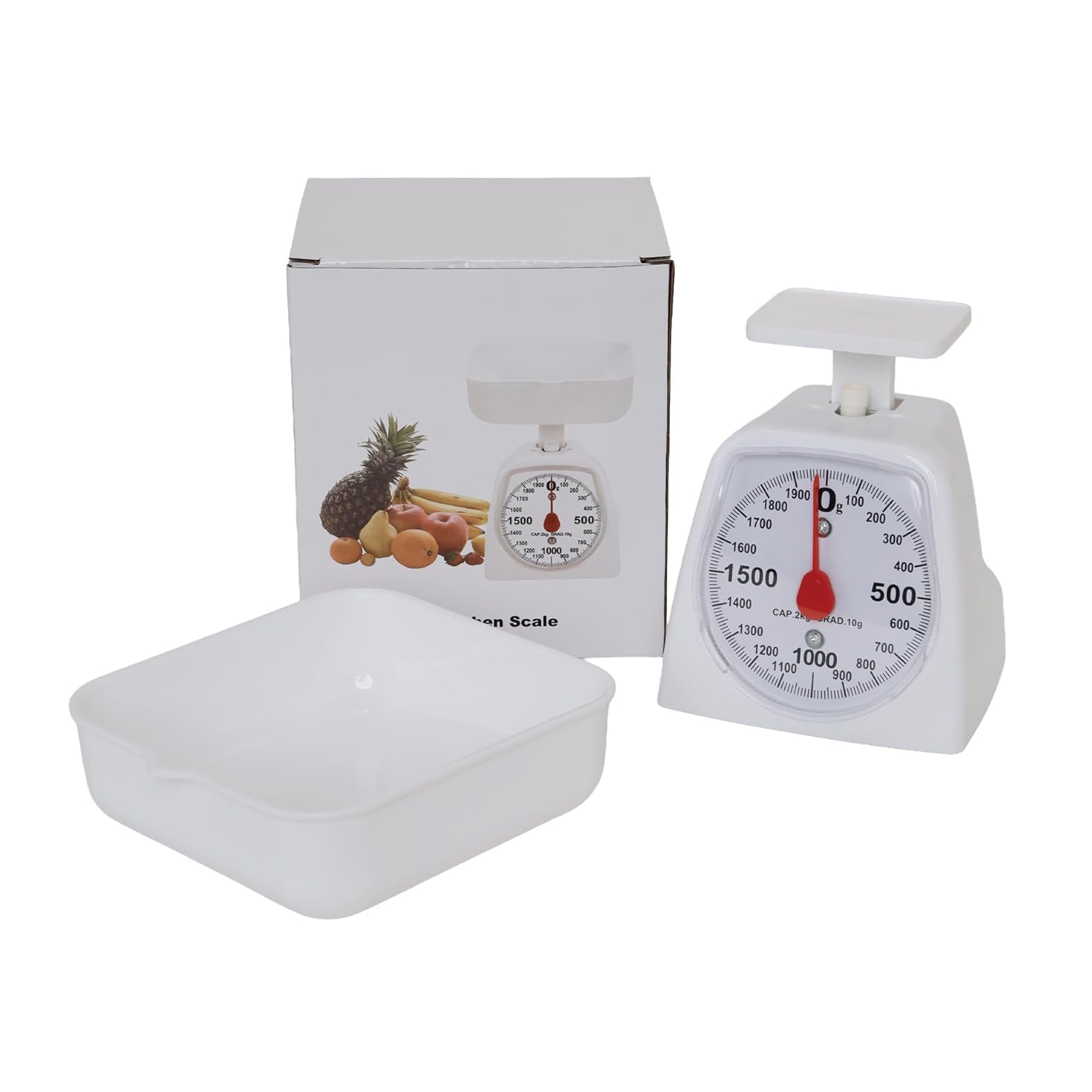WKM 2kg Analog Kitchen Weighing Scale with Large Dial Display, Mechanical Food Scale, 10g Graduation, Removable Bowl, Manual Weight Machine for Baking, Cooking, Fruits-image-36