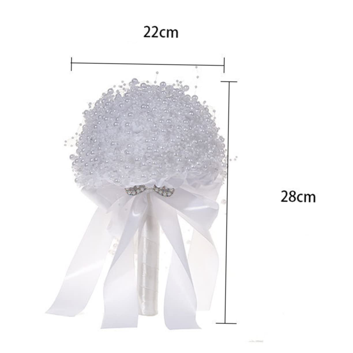 PRETYZOOM Bouquet Sposa in Perle Artificiali Bianco per Matrimonio Elegante