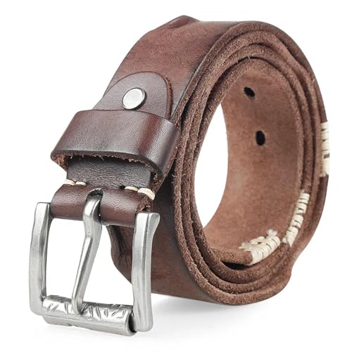 Ceinture homme cuir pleine fleur large sangle boucle ardillon jeans robuste