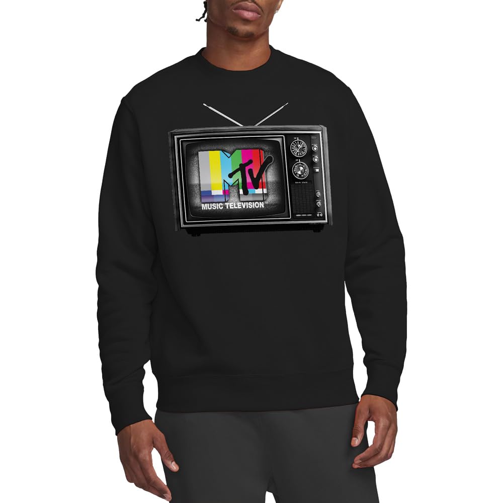 Mtv - Logo Unisex Black Mtv Mtv Tv Crew Sweatshirt, XX-Large