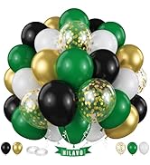 Black Gold Green Balloons 60 Pcs Dark Green White Black Metallic Gold Balloons 12 Inch Football S...