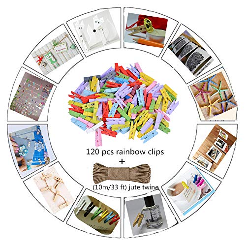 Durreus Small Clothespins Decorations Display Art Project Wood Kitchen Clips Chip Bags Clothesline Pins With Twine Pack 50 White #TOP7