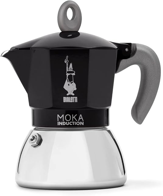 Bialetti - Moka induction, moka pot, suitable for all types of cookers, 4 cups espresso (190ml), black