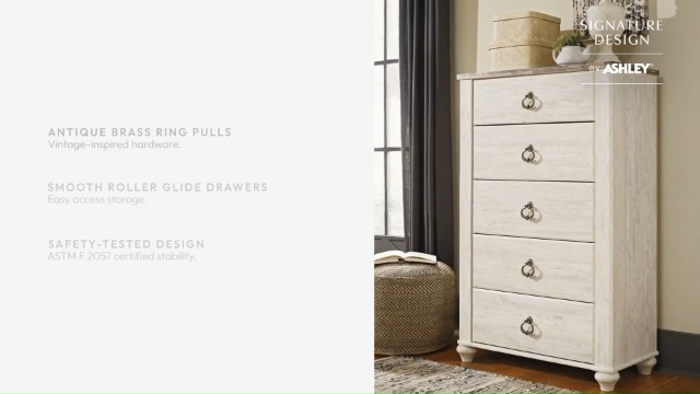 Amazon.com: Signature Design by Ashley Willowton 5 Drawer Chest of