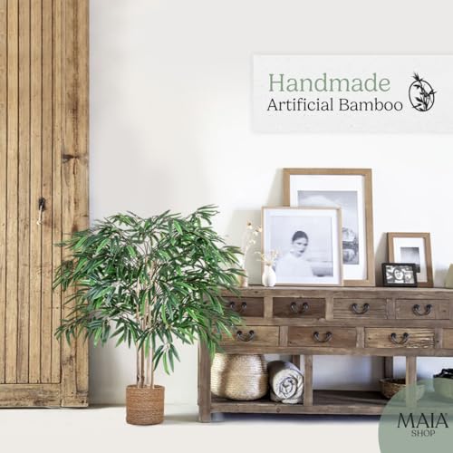 Maia-Shop-Fake-Plants-Artificial-Bamboo-Tree-35FT-Tall-Faux-Plant-Bamboo-Silk-Tree-with-Natural-Wood-Trunk-and-Realistic-Leaves-for-Home-Decor-41-inches