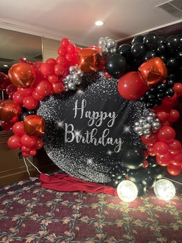 Image of 12PCS Metallic Red Round Foil Balloons 22 inch 15 inch 10 inch Large Mylar Balloons | Shiny Red 4D Ball Balloons for Birthday Party, Graduation, Wedding, Christmas, New Year, Disco Prom Party Decorations