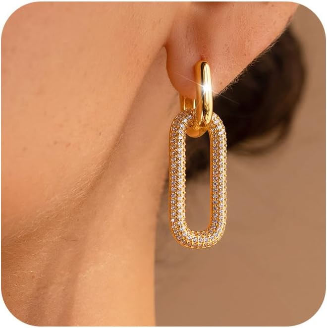 Gold Earrings for Women: Trendy Dainty 14K Gold Plated Hoops