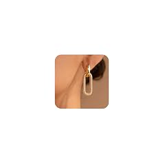 Tituthia Gold Earrings for Women Trendy Simple Dainty 14K Gold Plated Paperclip Square Chain Link Dangle Hoops Earrings