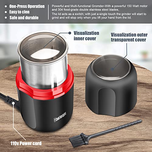 Image of COOL KNIGHT Grinder Machine for Kitchen Mixer Grinder Multi Functional Coffee Herbs Spices Nuts Grain Seasonings Spices Mill Powder Machine Stainless Steel Mixie for Kitchen (Black)