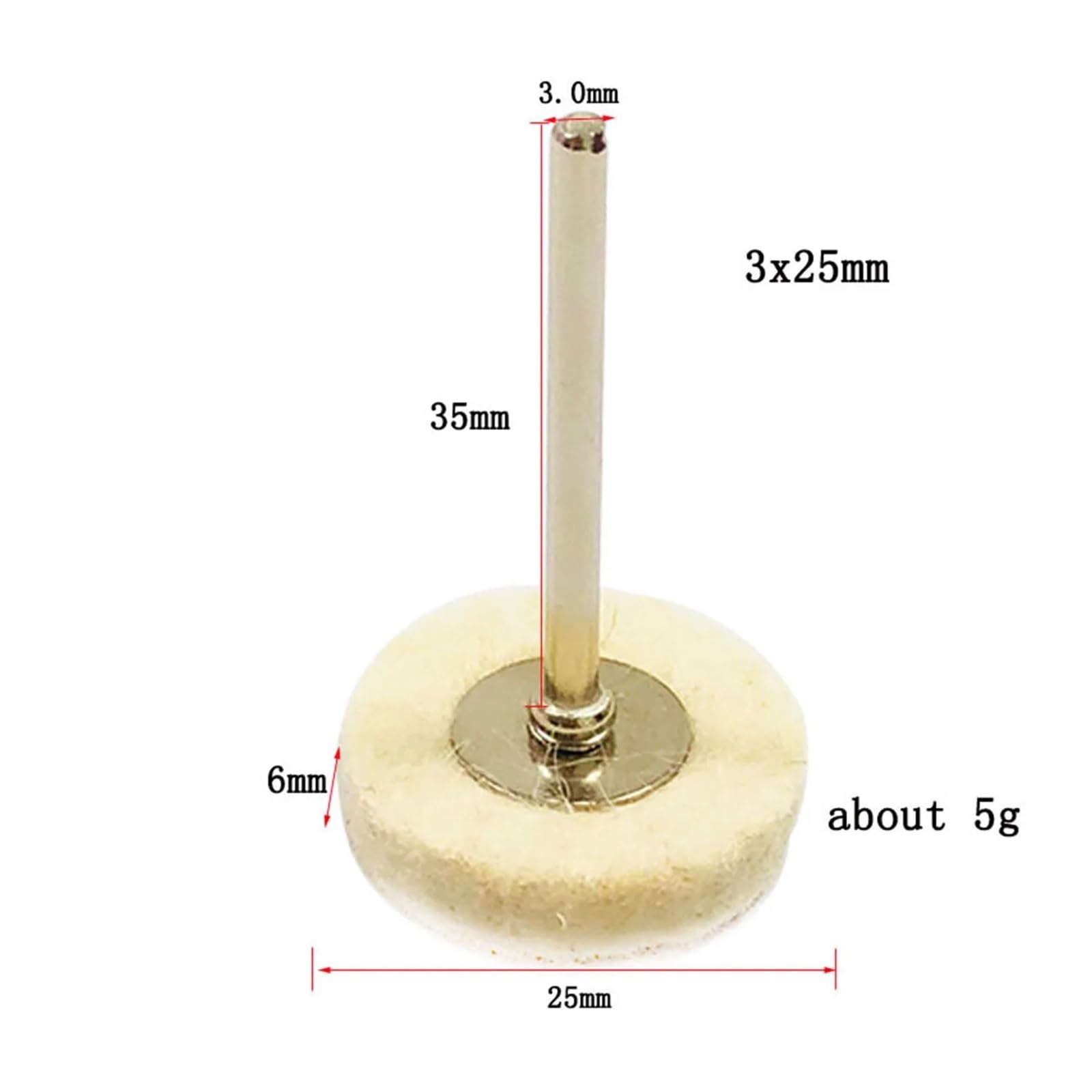 10/20/50 Pz 1 "Feltro di Lana Mini Spazzola for Lucidatura Ruota Rettifica Testa Abrasiva 3mm Gambo Cotone(30pcs)