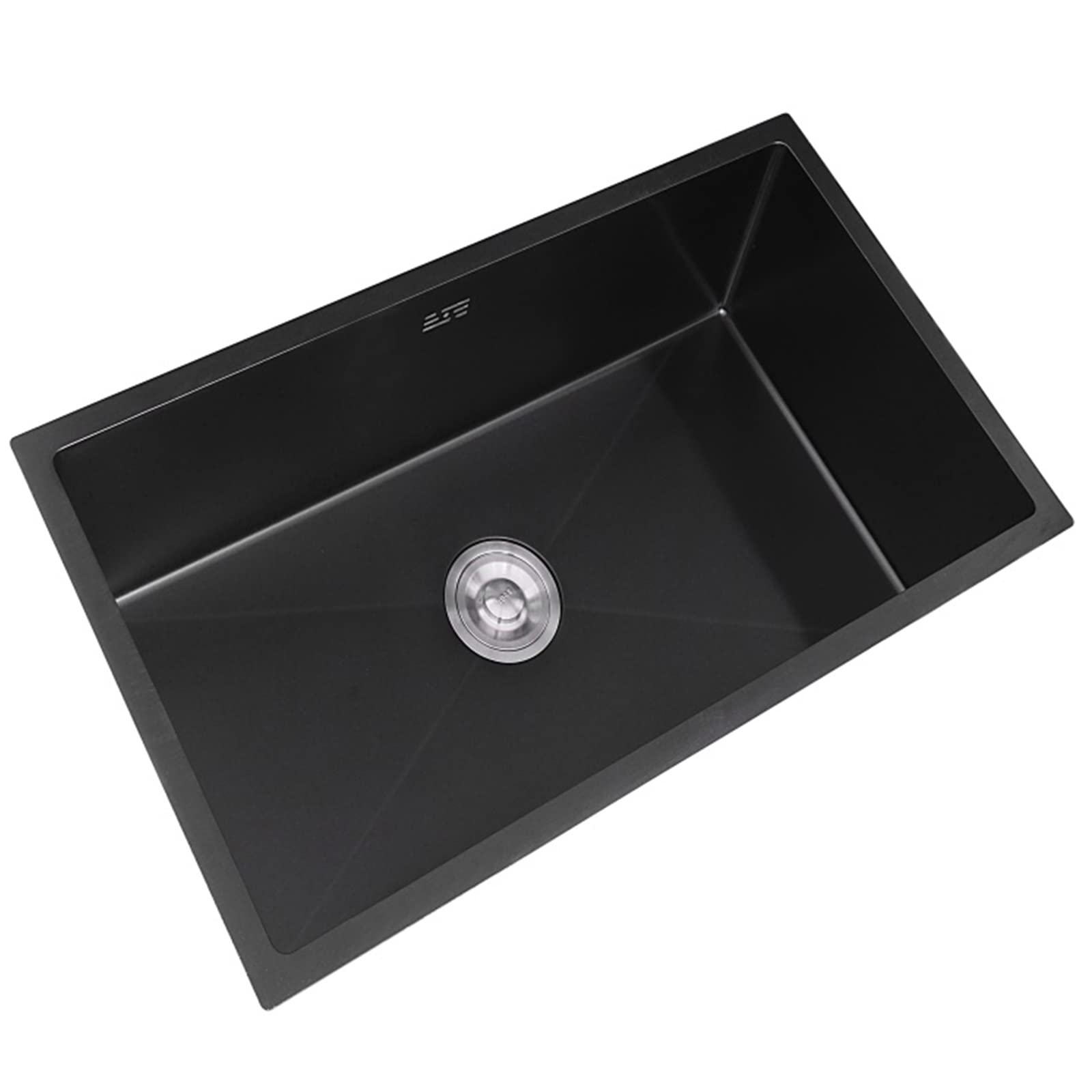 ZQFHSX Black Nano Stainless Steel Sink Kitchen Rectangular with Drain Rack Restaurant (Color : Black, Size 78x43x21cm)