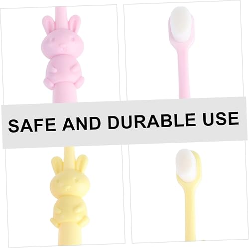 Miniatura 7 de Healvian Cepillo de dientes de cerdas suaves para niños, cepillo de dientes de bambú para niños, cepillo de dedos para bebés, cepillo de dientes