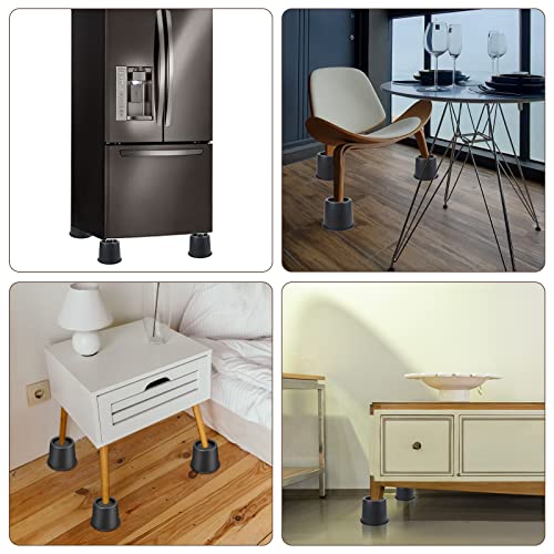 Twakashic Set Of 6 Bed Furniture Riser 4", Round Dorm Bed Frame Riser，Heavy Duty Furniture Riser With Non-Slip Foam Pads For Bed, Desk, Chair, Sofa Table, Sofa Lift, Black #TOP6