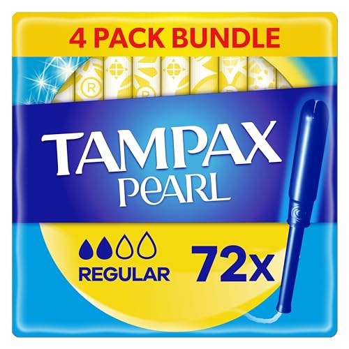 Tampax Compak Pearl Extra Comfort, Regular Absorbency, Light to Moderate Flow, 72 Tampons With Applicator (18 X 4 Packs) SAVING PACK, Extra Comfort & Leak Protection