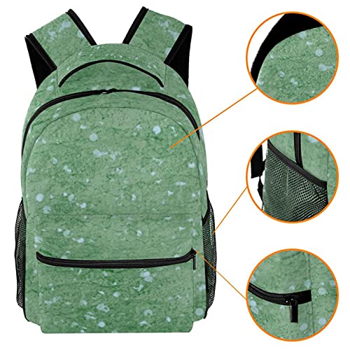 Sac à dos décontracté vert à texture fossile grand volume
