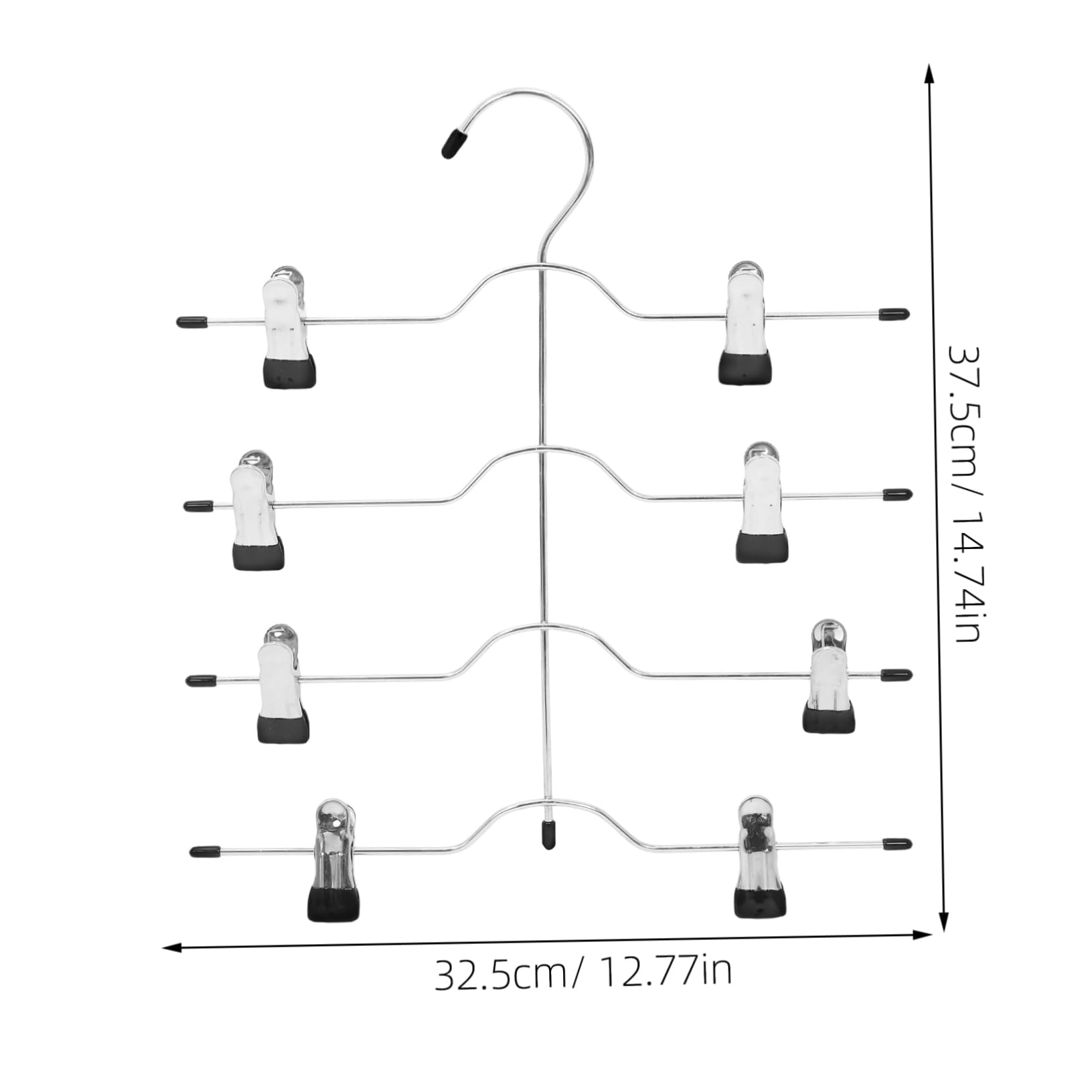 Hosenbügel mit Clips 4 Stück-Pack aus Manganstahl, Schwarz