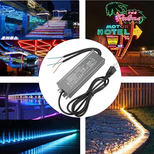 Image of LED Driver 12V 250W, Waterproof IP67 LED Power Supply, AC 110V to DC 12 Volt Low Voltage Transformer with 3-Prong Plug 3.3 Feet Cable for DC Indoor Outdoor LED Light, Computer Project