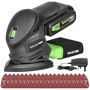 GALAX PRO Cordless Sander 20V, Detail Sanders, 20Pcs Sandpapers, 12000 RPM Sanders with Dust Collection System for Tight Spaces Sanding in Home Decoration, Battery and Charger Included