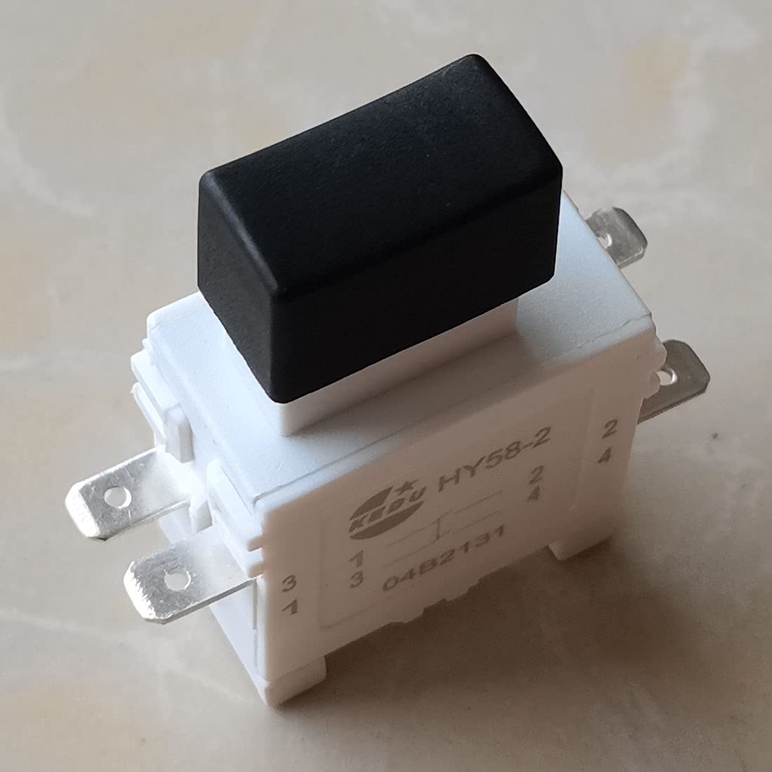 Interruttore A Pulsante Con Freno KEDU HY58-2 16/19A 250/127V A 4 Pin, Bianco, Confezione Da 2 Pezzi