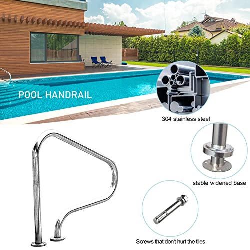 Barandal para piscina de acero inoxidable 304 de 80 cm miniatura 3